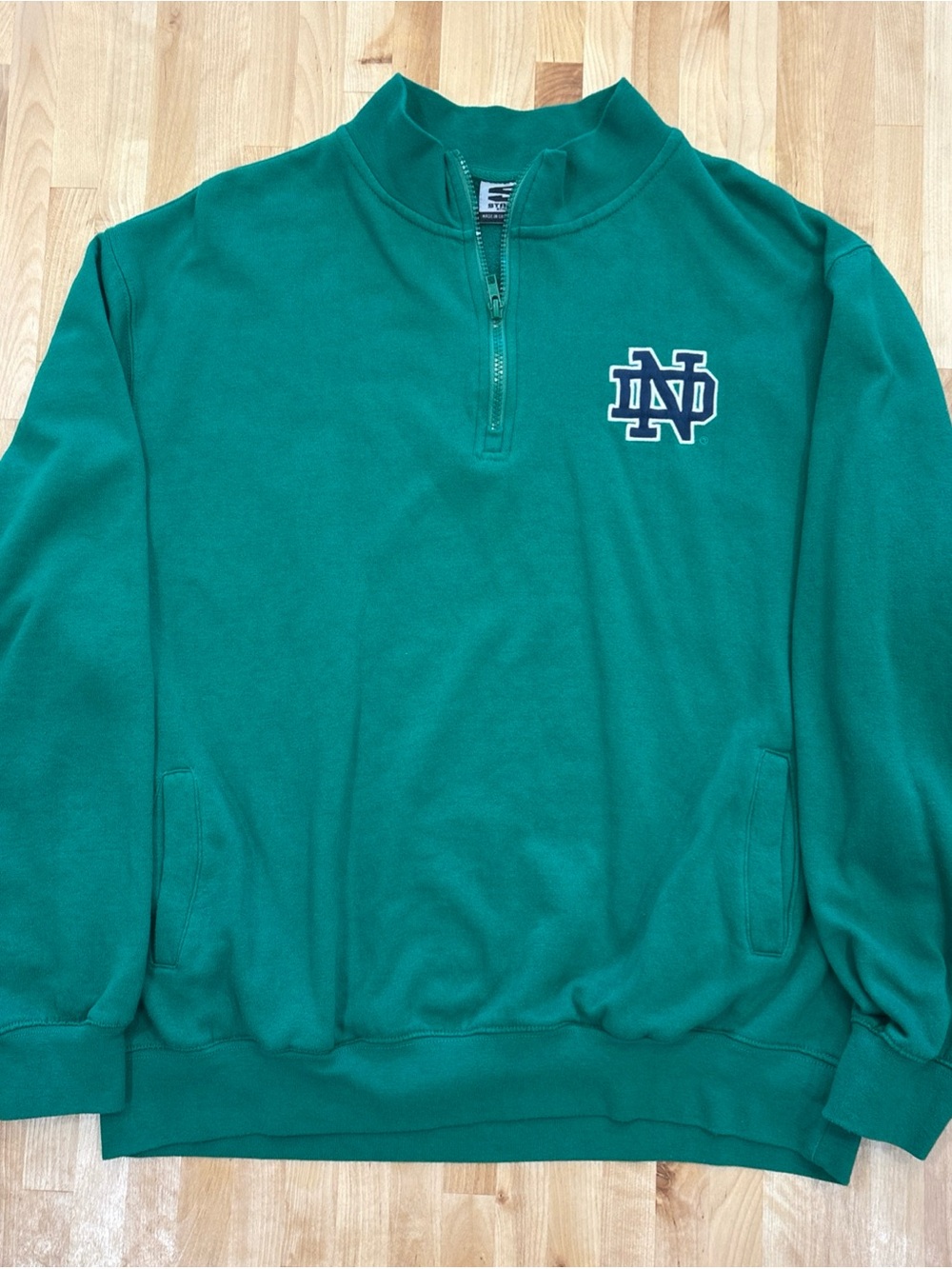 Stadium Athletics Teal Green Quarter-Zip Pullover with ND Logo